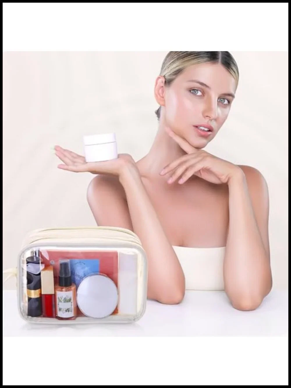Clear Makeup Bag Double Layer Sided Cosmetic Bag Waterproof Travel Toiletry